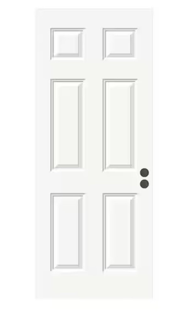 36 in. x 80 in. 6-Panel Primed Premium Steel Front Door Slab