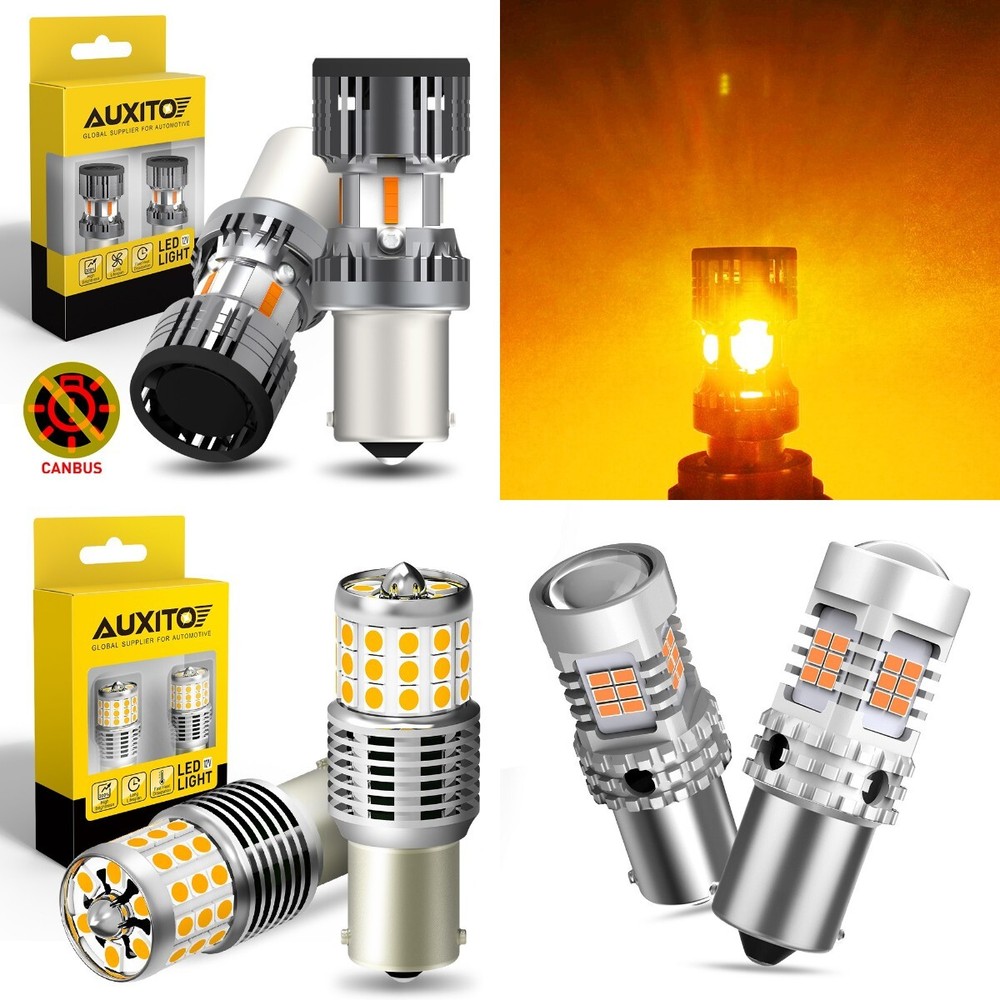 AUXITO 2x 1156 7506 BA15S 1860SMD LED Amber Yellow Turn Signal Light LED Bulbs