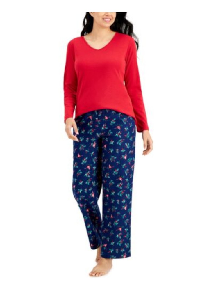 CHARTER CLUB Womens Navy T-Shirt Top Straight leg Pants Pajamas M