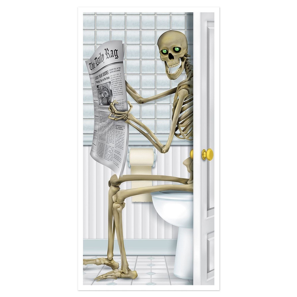 Spooky Skeleton Restroom Door Cover - Halloween Party Decoration