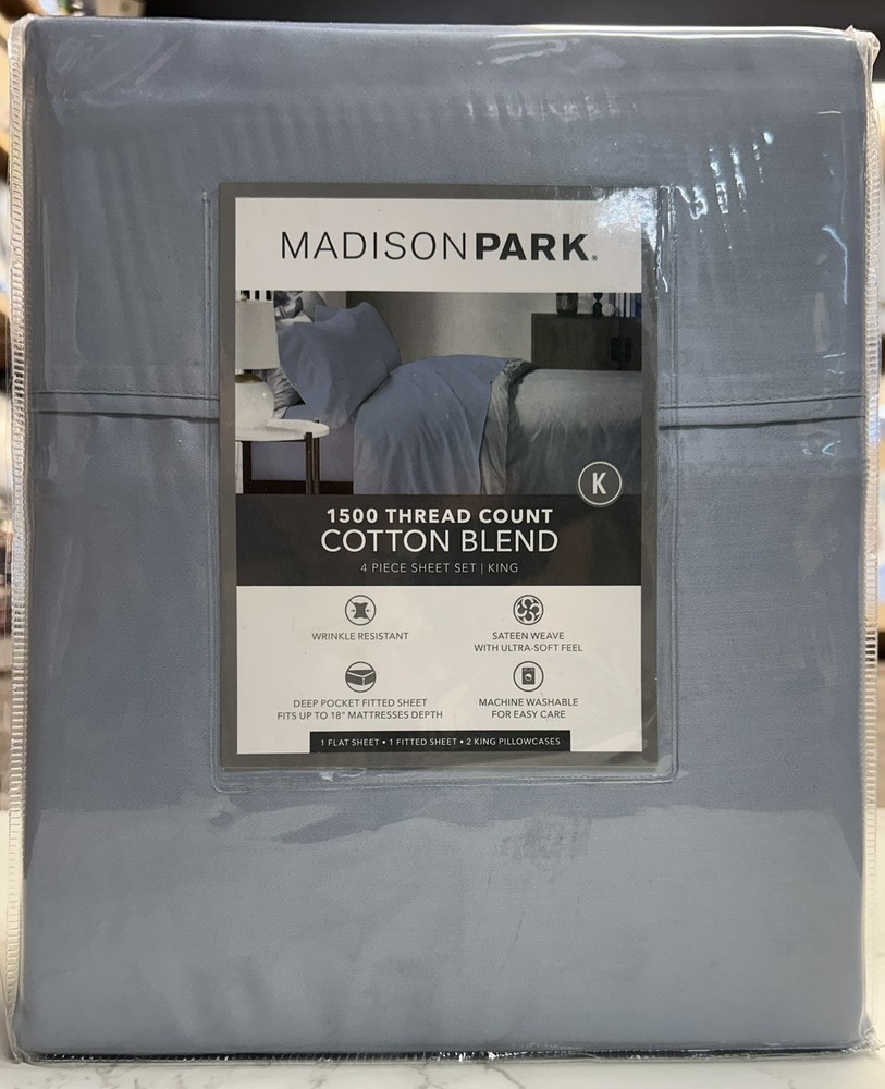 Madison Park 1500 Thread Count King Size 4-Piece Cotton Sheet Set