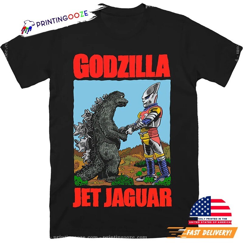 Godzilla And Jet Jaguar Victory Handshake T-shirt