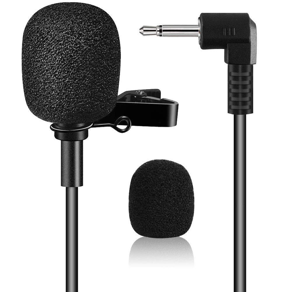 ® Black Micro Mini lavalier Lapel Tie Clip-on 1/8”(3.5mm) Jack Condenser Coll...