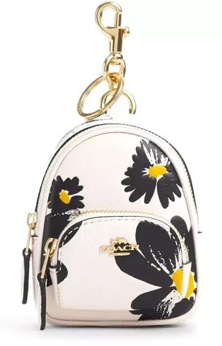 Coach Mini Court Backpack Bag Charm With Floral Print In leather CZ605 NWT