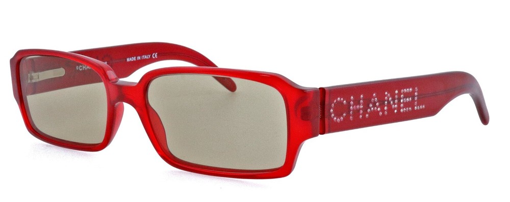 Y2K CHANEL CH 3059-B 722 55mm Red Crystal Sunglasses Italy