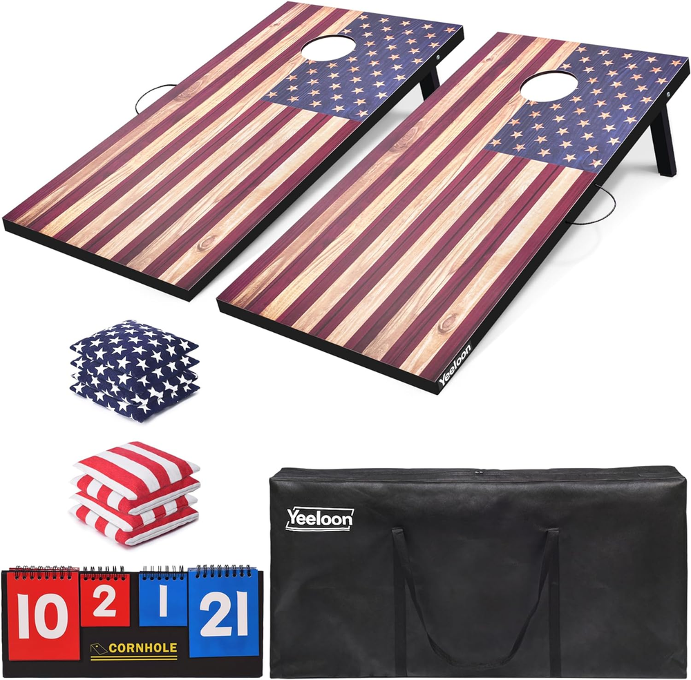 Cornhole Set, Tailgate/Regulation Size Cornhole Boards with 8 Bean Bags and Carr