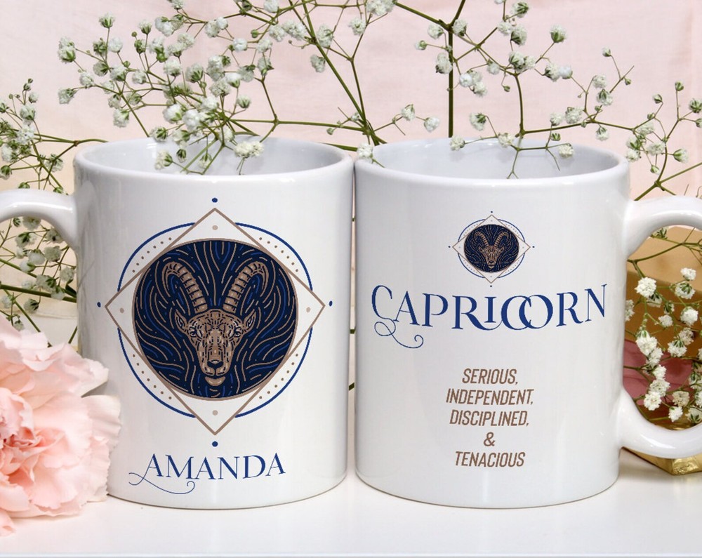 Capricorn Zodiac Ceramic Mug - December January Birthday Gift for Him