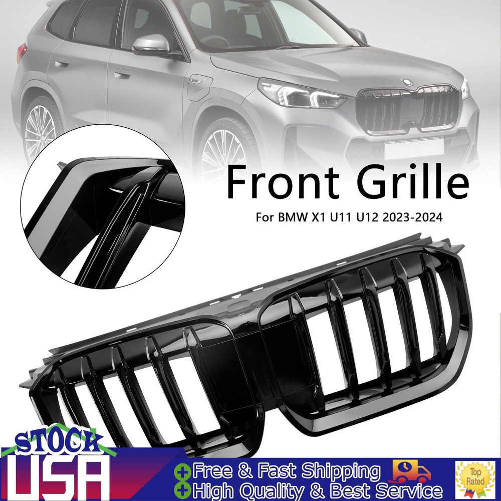 Gloss Black Front Bumper Kidney Grille Grill Fit BMW X1 U11 U12 2023-2024