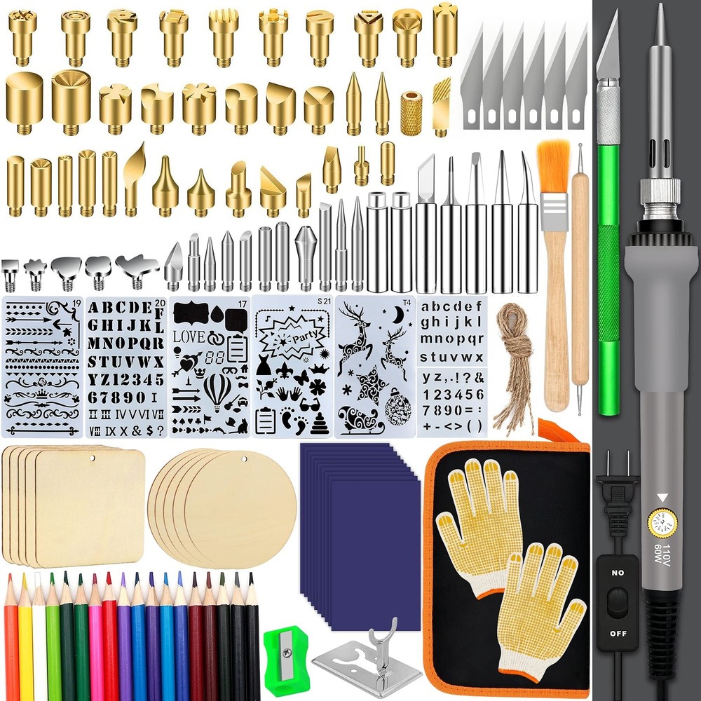 137PCS Wood burning Kit, DIY Creative Tool Set Soldering Woodburning Pen with...