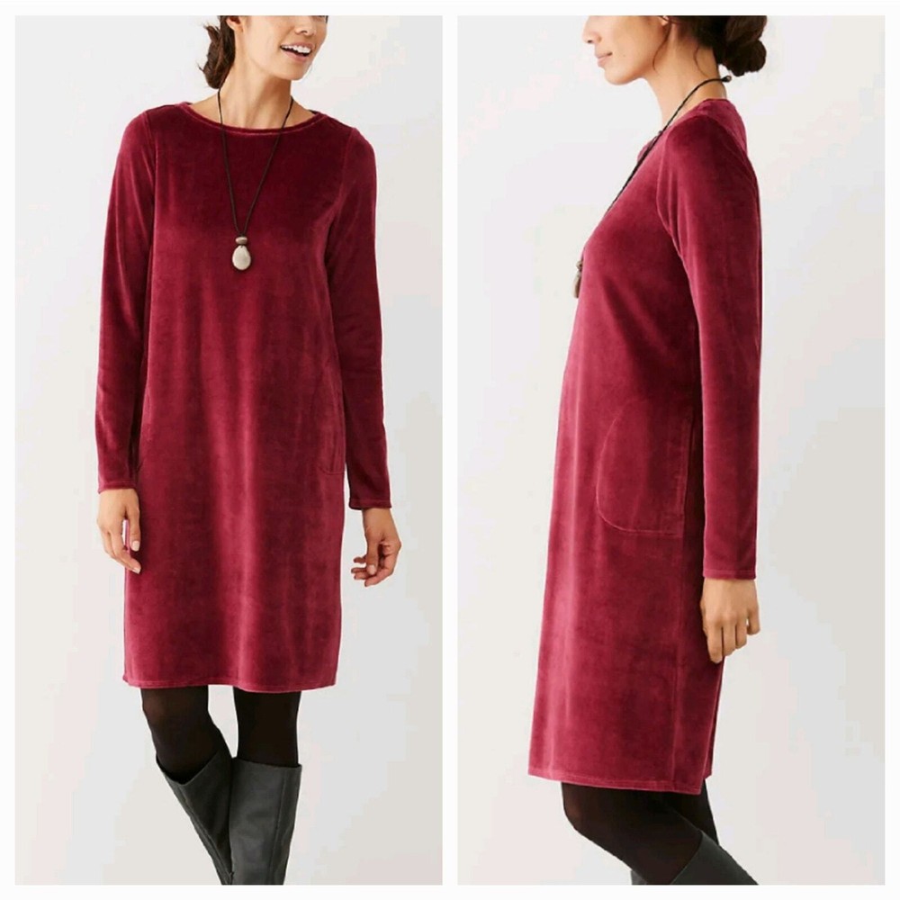 J.Jill PureJill Velvet Long Sleeve Tunic Shift A-Line Dress Pima Cotton Modal S