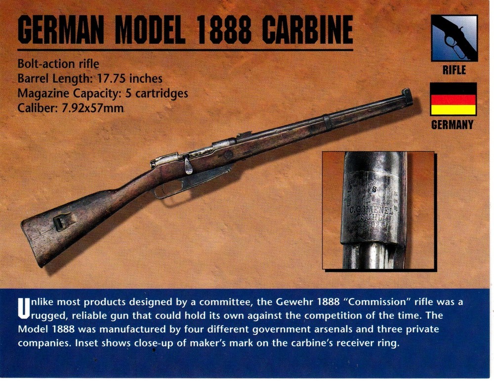 German Model 1888 Carbine Rifle Classic Firearms Photo Card u