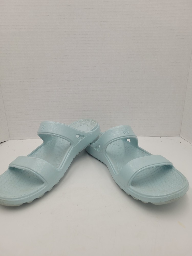 Spenco Fusion Slim Light Blue Orthopedic Comfort Slide On Sandals Women's 9