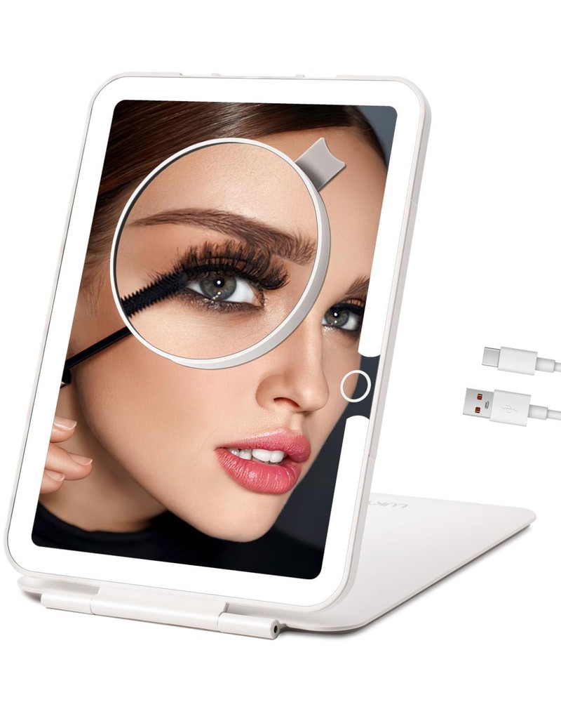 Rechargeable Travel Makeup Mirror with Lights, Portable Lighted Vanity Mirror...