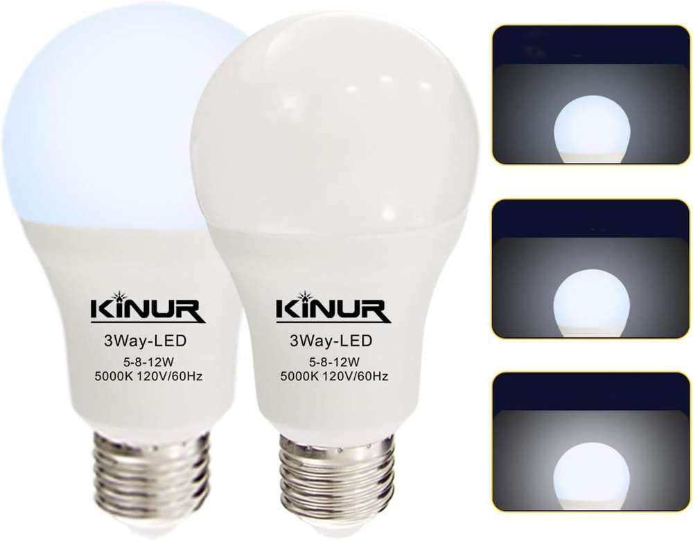 LED 3 Way Light Bulbs 30 70 100 watt Equivalent Daylight 5000K Daylight A19 Ligh