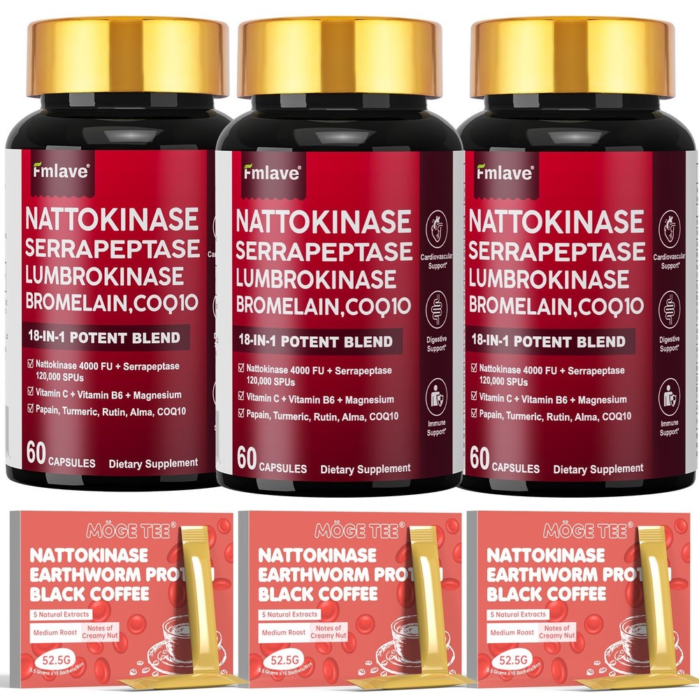 Nattokinase Supplement 4,000 FU Brain, Heart & Cardiovascular Health, Blood Flow