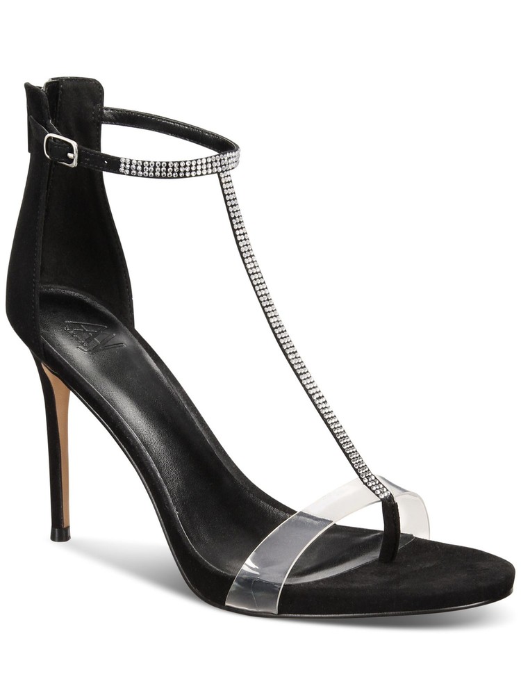 AAJ BY AMINAH Womens Black Ankle Aniya Open Toe Stiletto Heeled Sandal 11 M