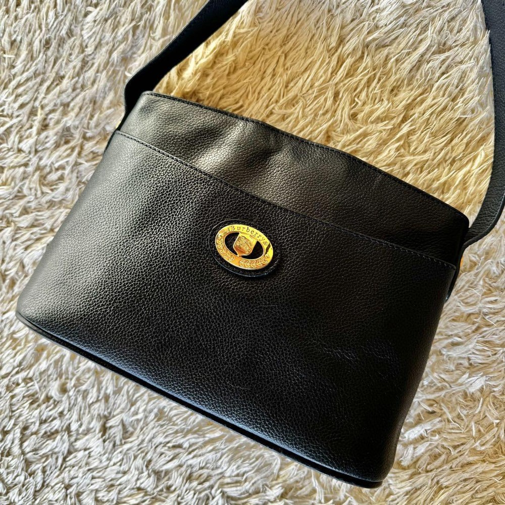 Burberry Shoulder Bag Nova Check Leather Navy Authentic F1205341