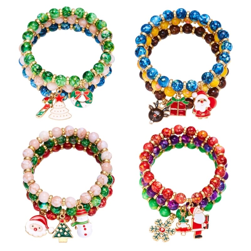Stackable Elastic Beaded Bracelets Christmas Gift Stretch Bangles  
