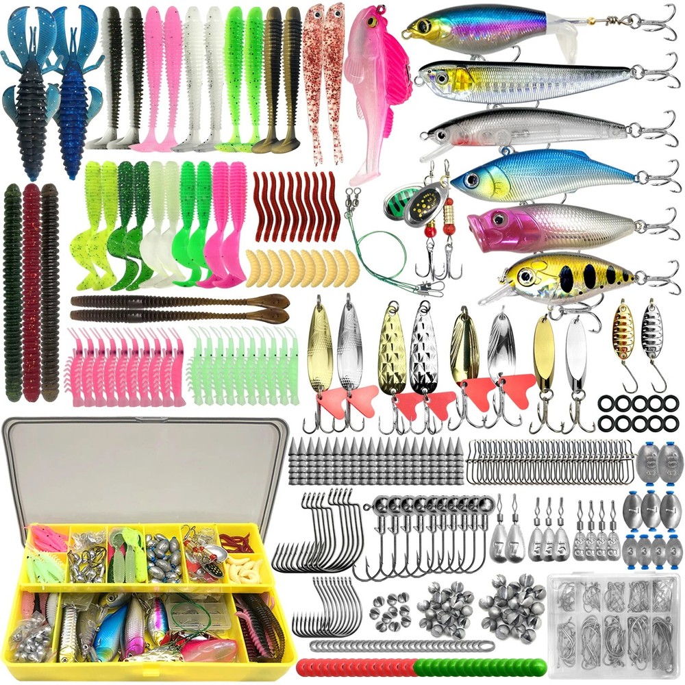 Fishing Lure Kit 83-409pcs for Trout, Pike, Bass – Tackle Box Included
