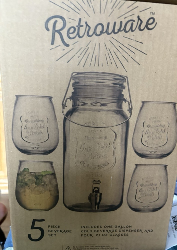 Vintage 5-Piece Retro Drinkware Set for Classic Beverages