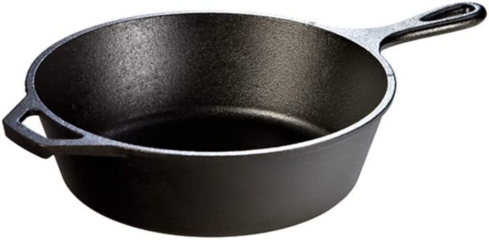 Lodge 3-Quart Pre-Seasoned Deep Cast Iron Skillet with Teardrop Handle