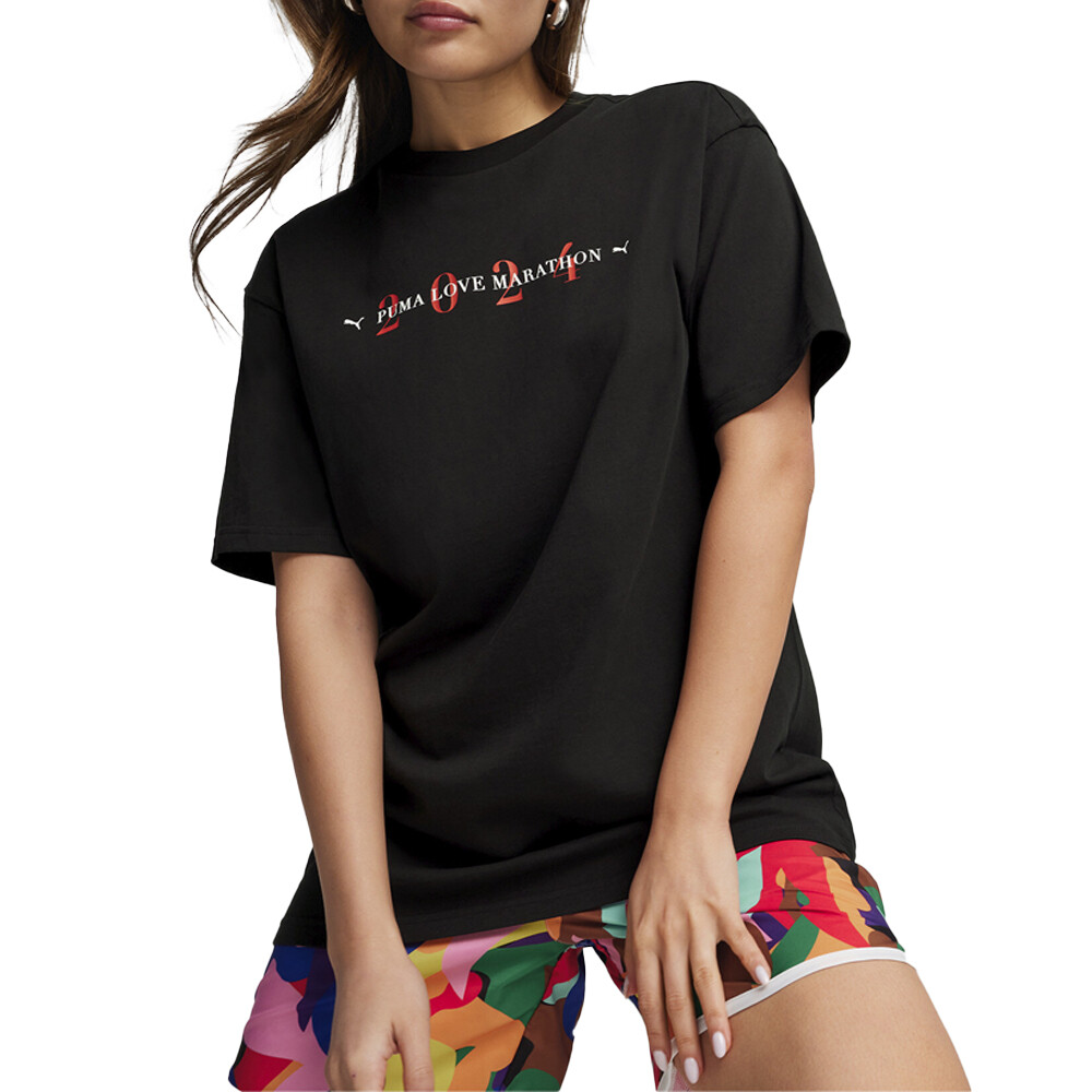 Puma Classics Love Marathon Graphic Crew Neck Short Sleeve T-Shirt Mens Black Ca