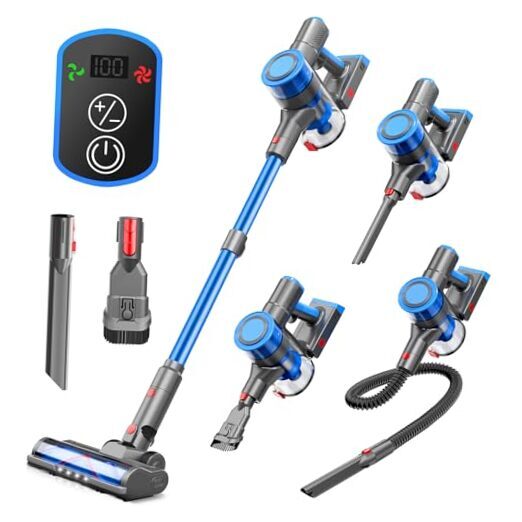 Cordless Vacuum Cleaner - Rechargeable, 35Kpa Stick Vacuum 8 in 1 Deep Blue
