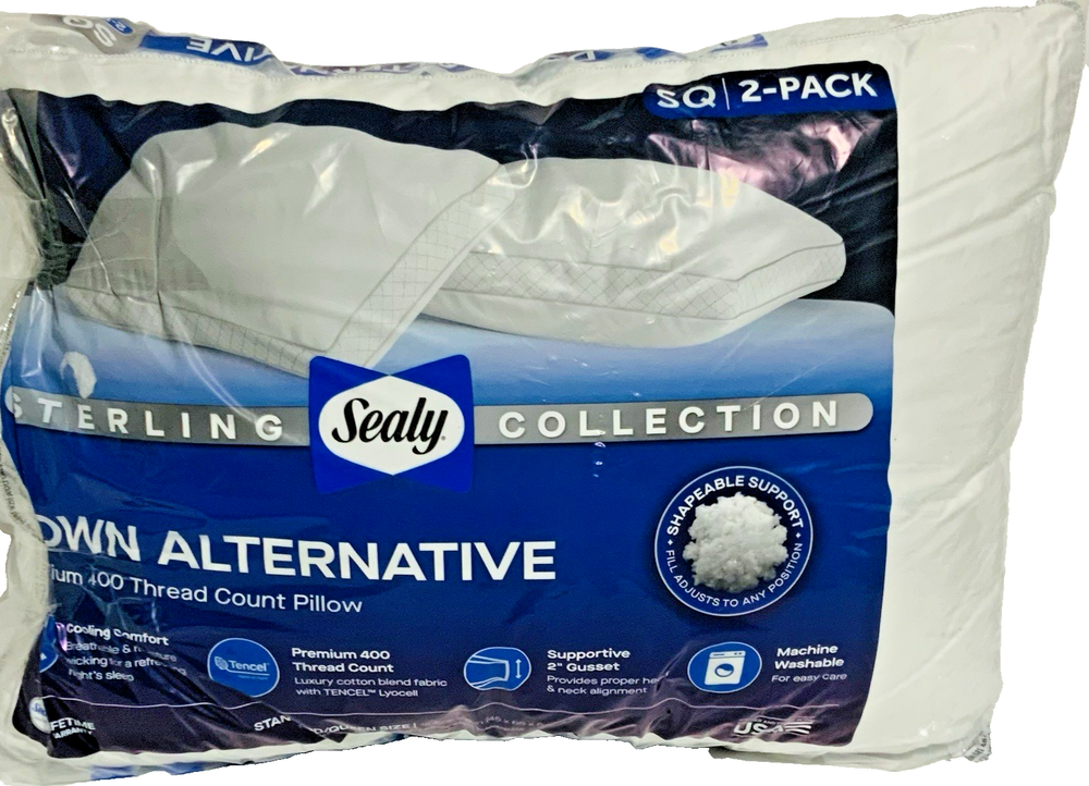 Sealy Sterling Down Alternative 400 Thread Count Pillow, Standard/Queen (2 Pack)