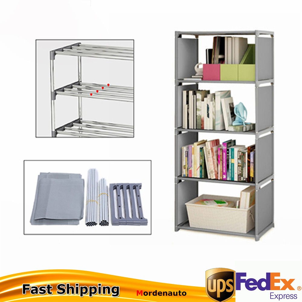 4-Tier Waterproof Bookcase Shelf Stand for Storage & Display  