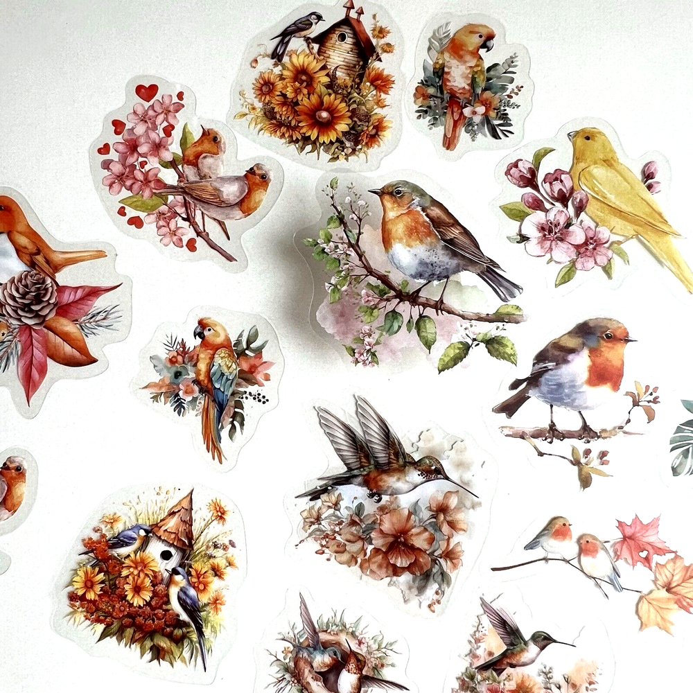 Seasonal Bird Stickers Junk Journal Collage Scrapbook Cardmaking Scrapbooking-image