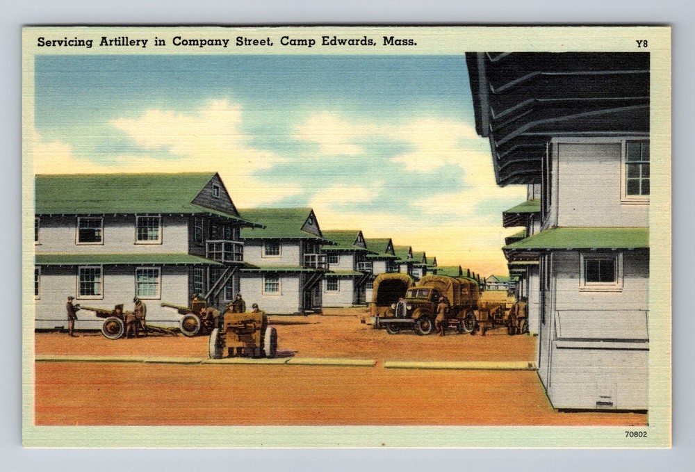 Camp Edwards MA-Massachusetts, Servicing Artillery Company St Vintage Postcard