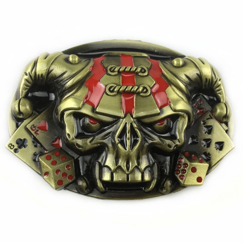 Skull Joker Gambling Belt Buckles Western Cowboy Style Men & Women Rodeo Wear