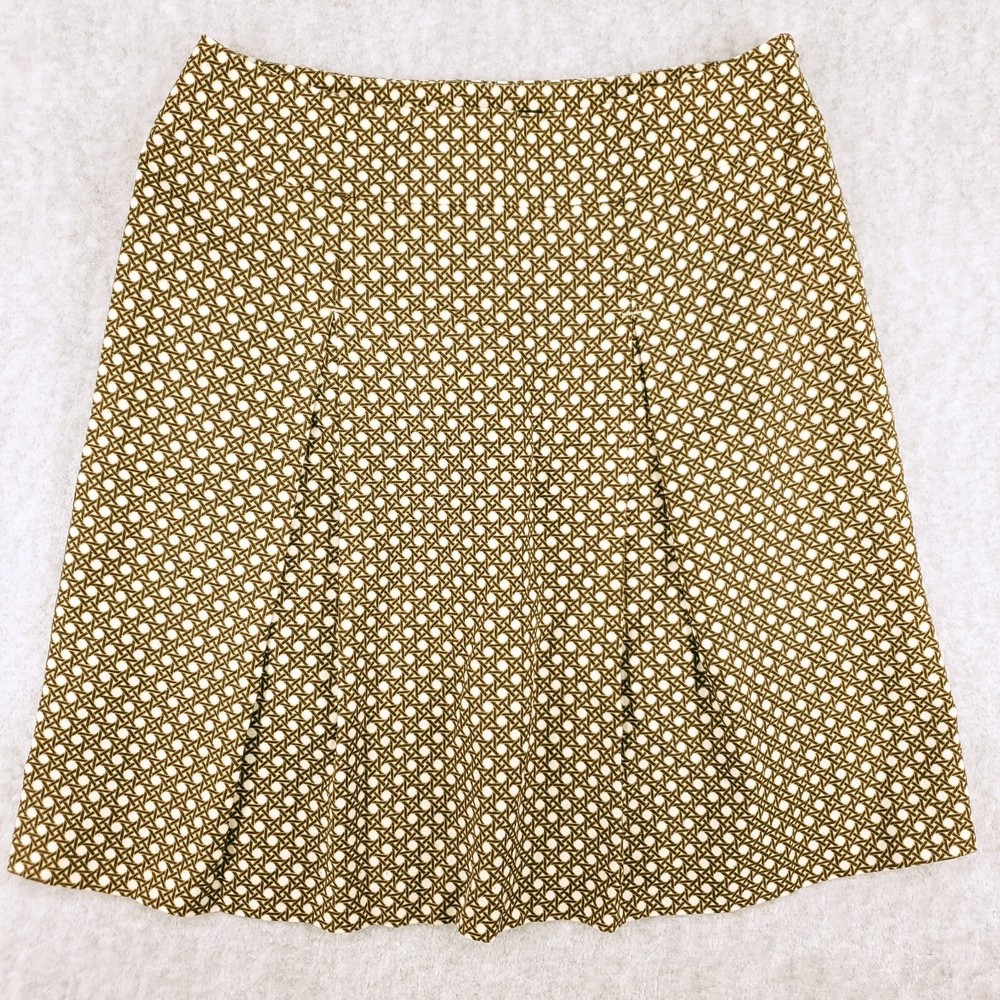 Talbots Classic Knee-Length Lined A-Line Skirt Size 12 in Geometric Print with Pleats