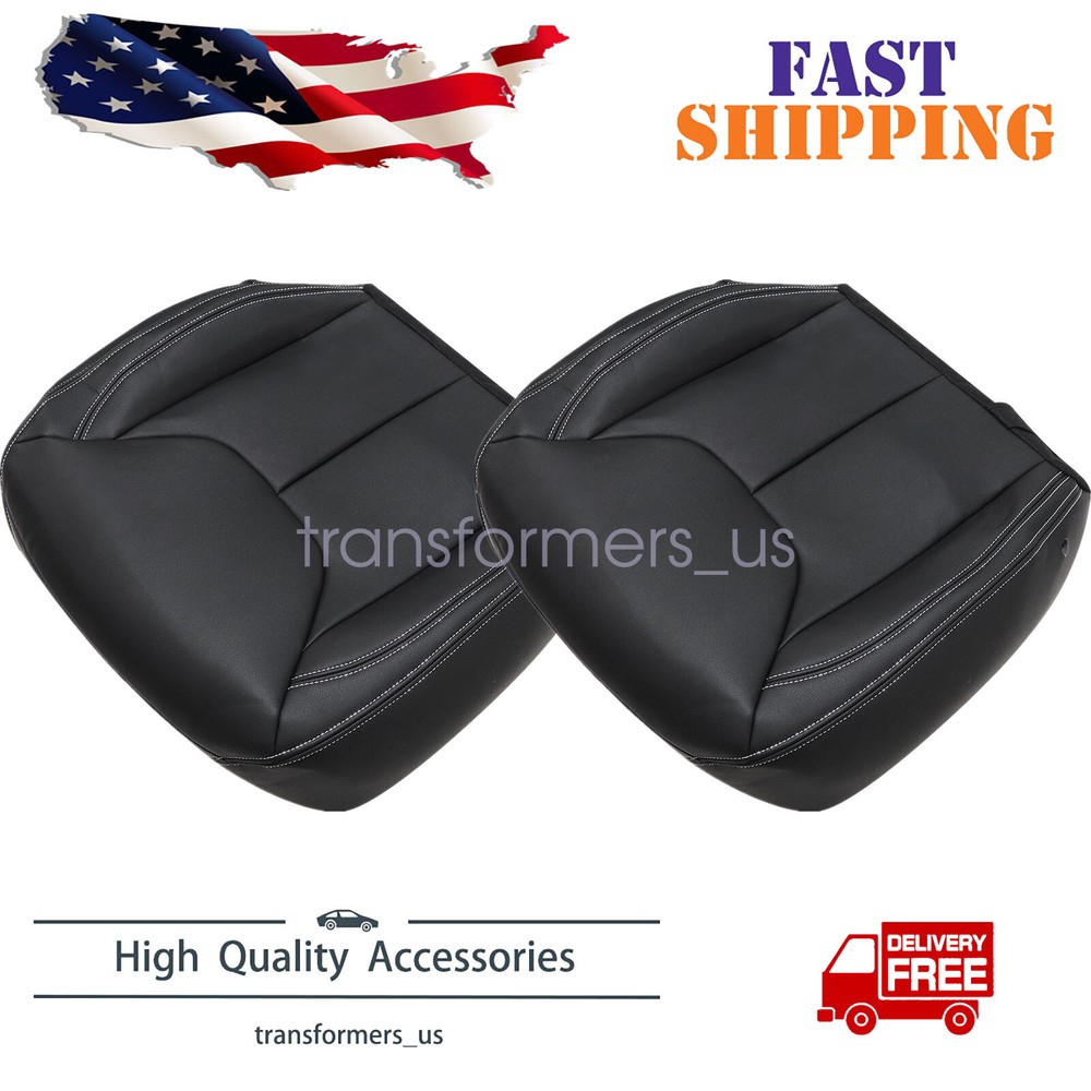 Driver + Passenger Bottom Leather Seat Cover For 2013-2017 Jeep Wrangler Rubicon