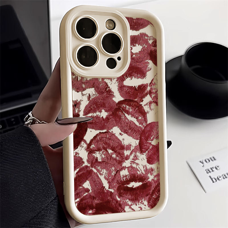 Leopard Red Lip Print Soft Case Shockproof Cover For iPhone 17 16 15 14 Pro Max