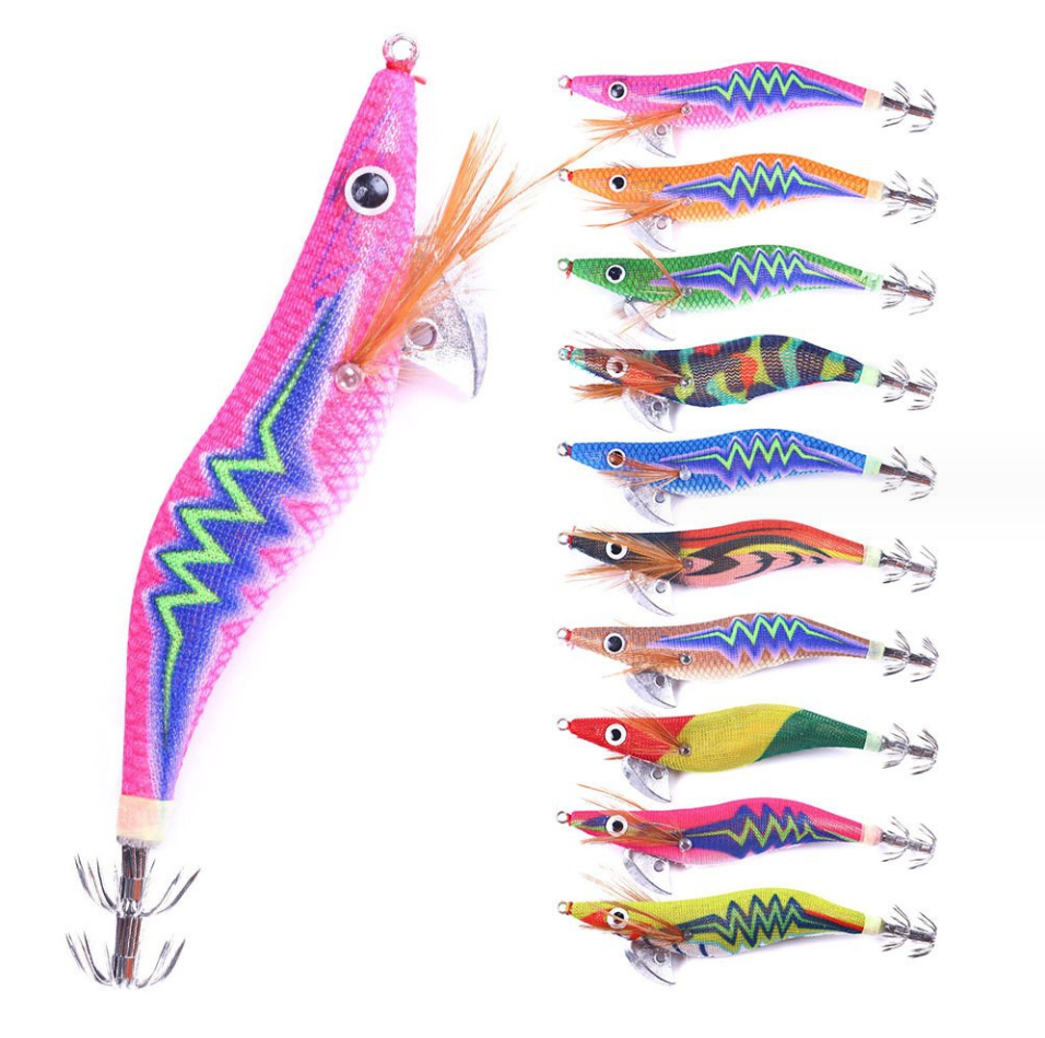 10pcs Glow-in-the-Dark Squid Jigs 2.5# 3.0# 3.5# Fishing Lures Bait Hooks