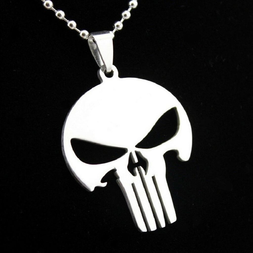 PUNISHER NECKLACE Stainless Steel 316L Metal Pendant 24
