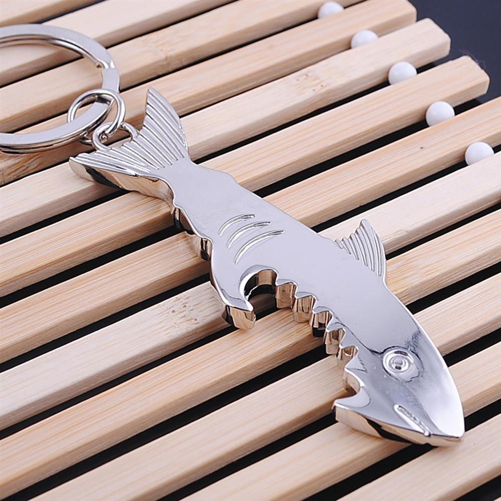Creative Shark Keychain Bottle Opener - Metal Beer Cap Lifter Key Ring*a5