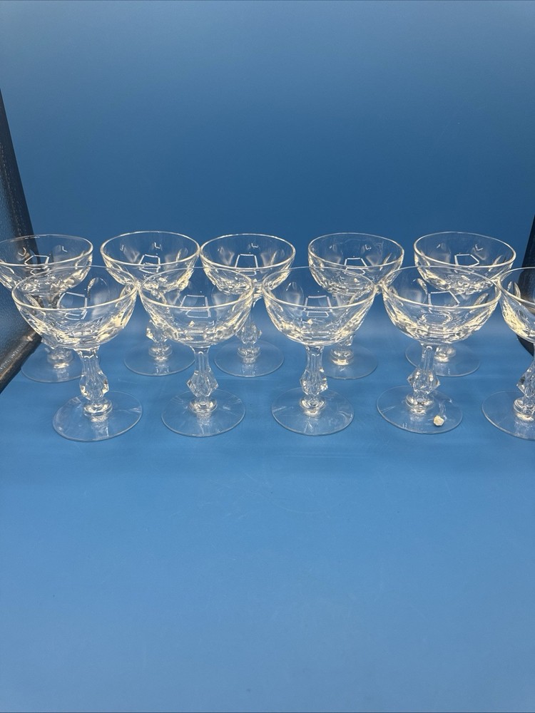 TIFFIN FRANCISCAN Crystal TIARA Coupe Sherbet Glasses Set of 10