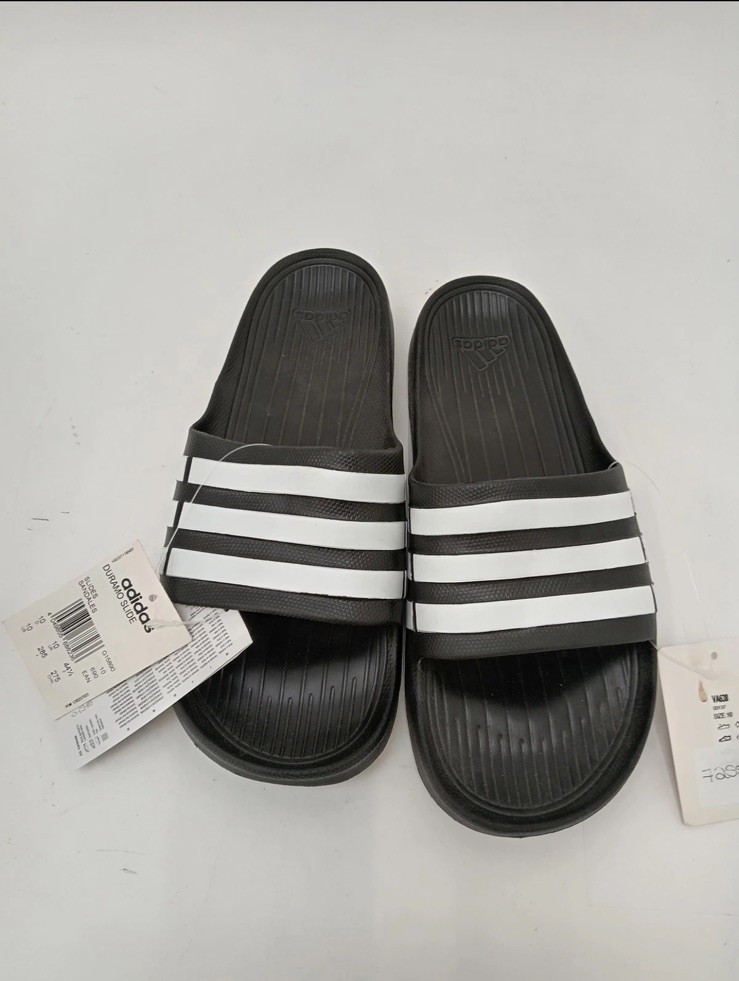 Adidas Adilette Aqua Slides Black White Size 10 UK Mens Slip On Sandals