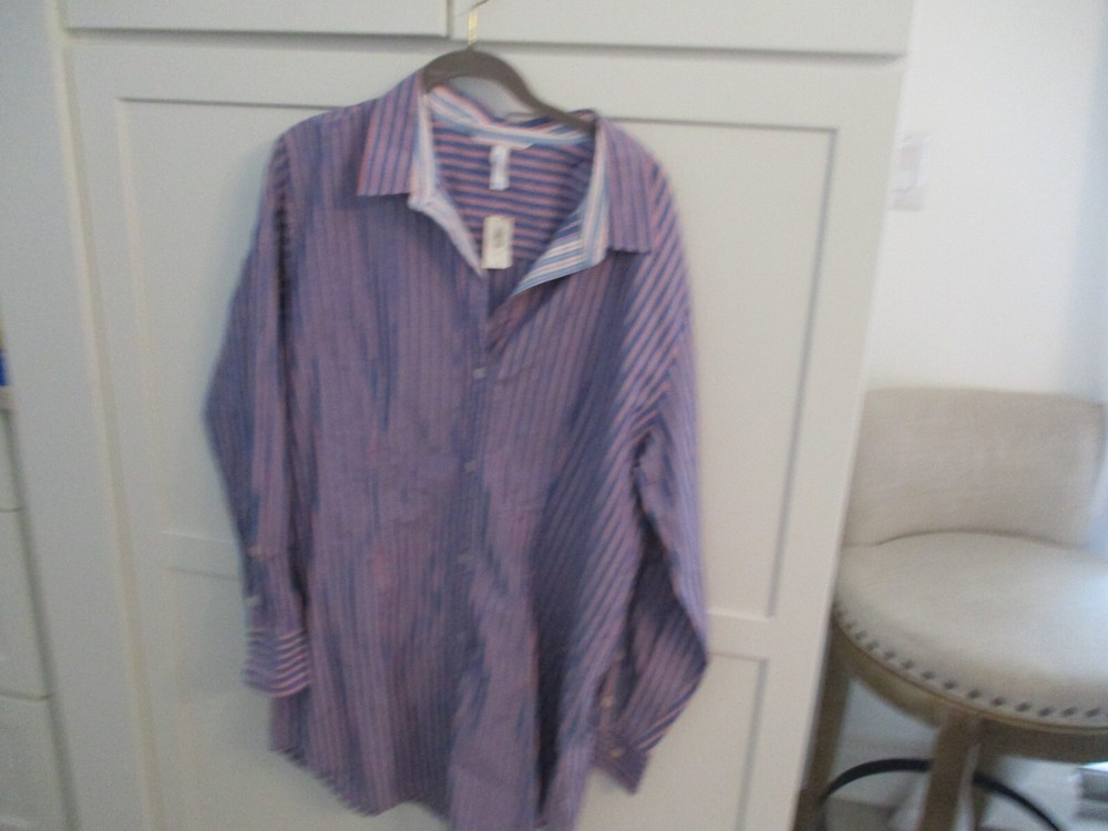 mens long sleeve shirt nwt  xl  shirt blue pink stripes gap body