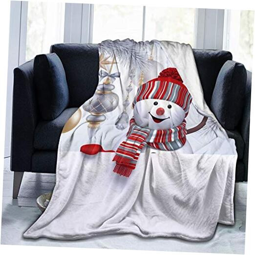 Winter Snowman Waving Hand Soft Throw Blanket All Season Microplush Warm