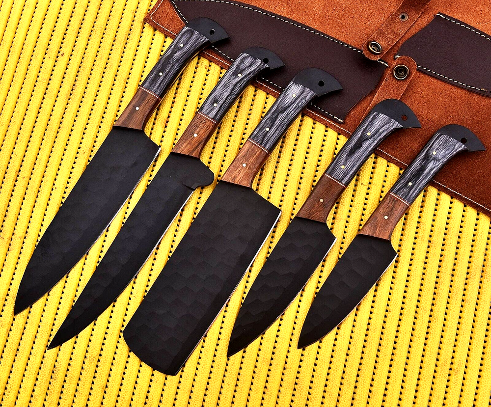 Custom Forged Carbon Steel Chef Knife Set - Professional Kitchen Knives 2930