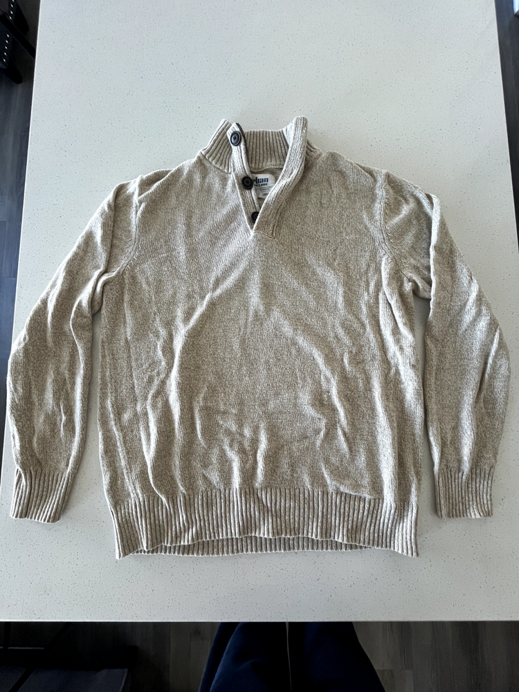Urban Pipeline Mens Beige Button Knit Sweater - Size Large