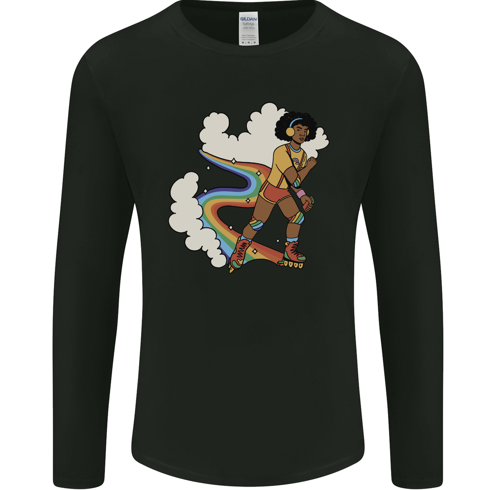 Retro Roller Blading Blades Inline Skating LGBT Mens Long Sleeve T-Shirt