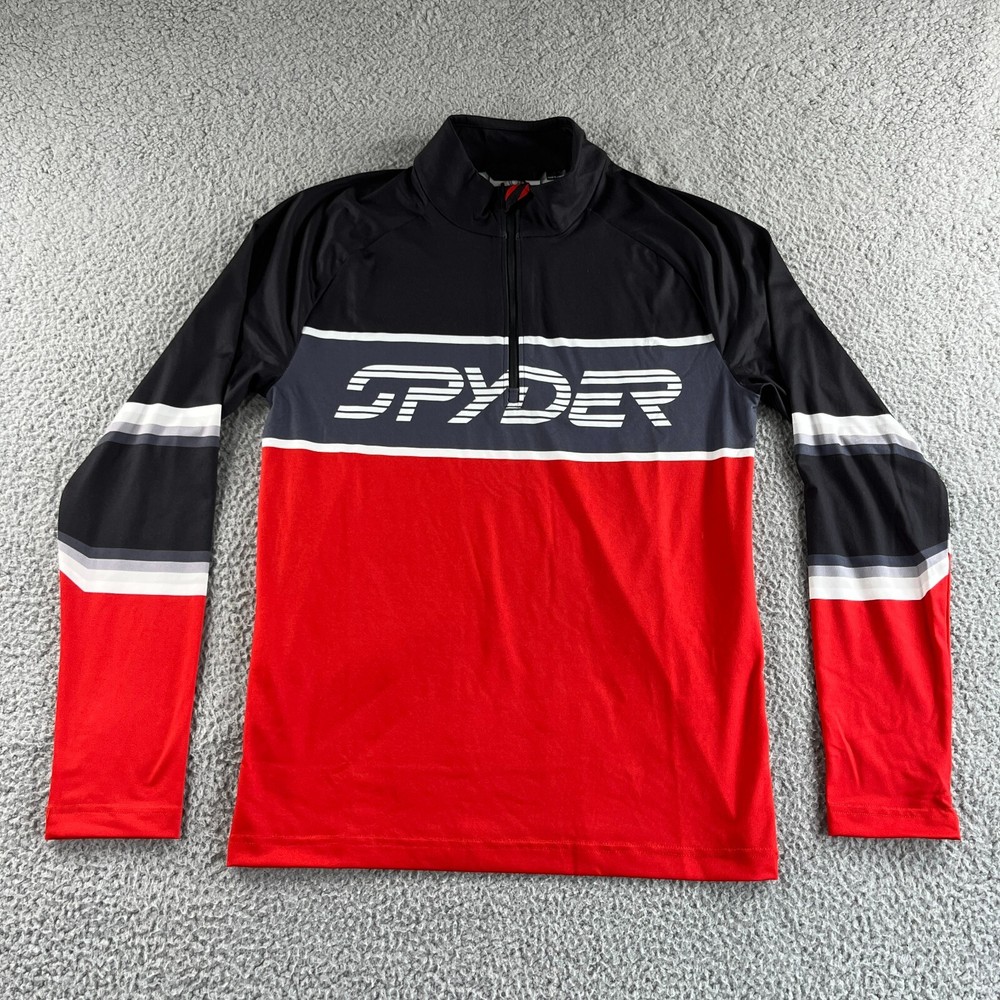 New Spyder Red Black Athletic Pullover US Ski Team Mock Stretch Shirt