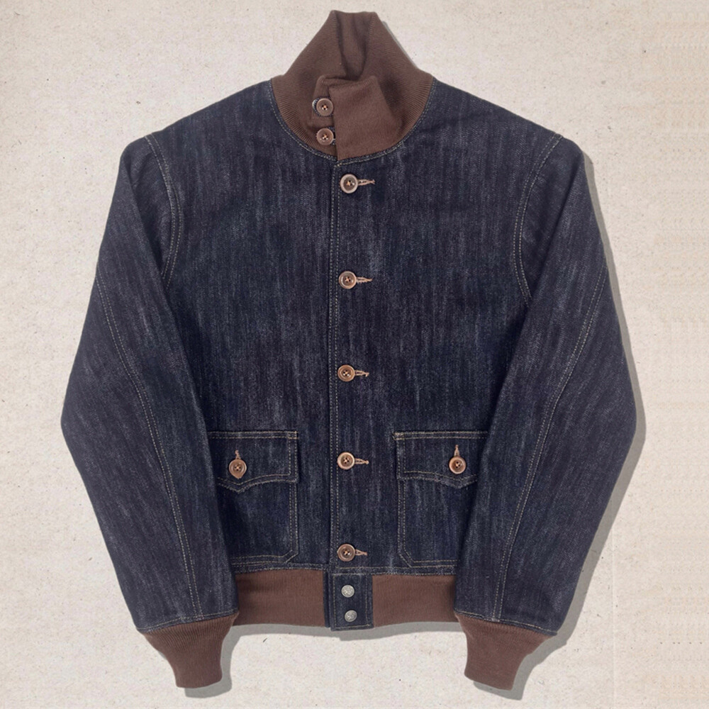 Flight Jacket Men's Vintage Casual Coat 16OZ Denim Jacket Motorcycle Jacket Top