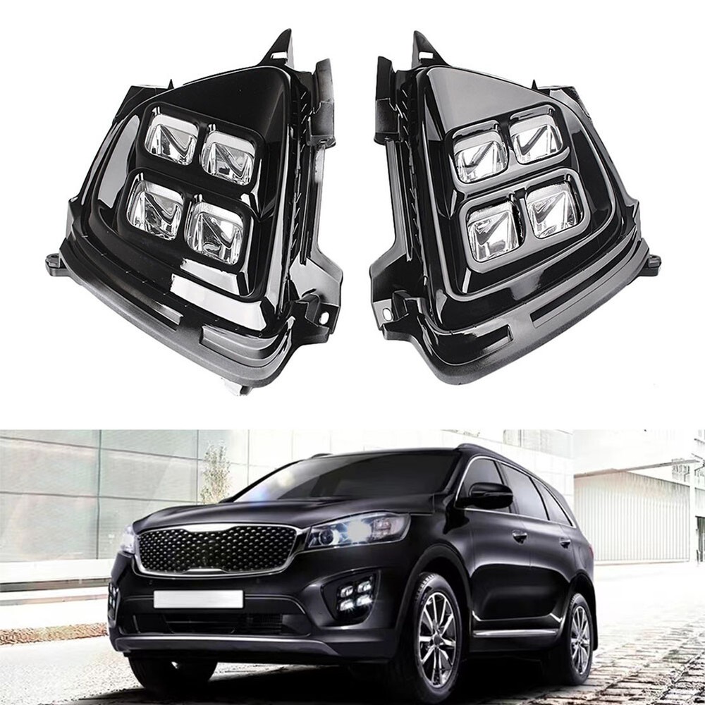 Pair Fog Lamp Driving LED Daytime Running Lights DRL For Kia Sorento 2015 2016