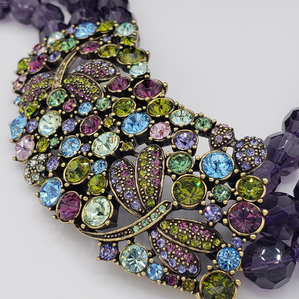 Heidi Daus Dragonfly Fantasy in Flight Rhinestone Statement Necklace Vintage