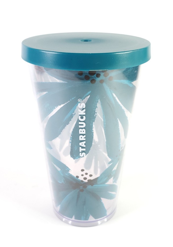 Starbucks Blue Palm Chamomile 16oz Acrylic Tumbler Cold Cup No Straw